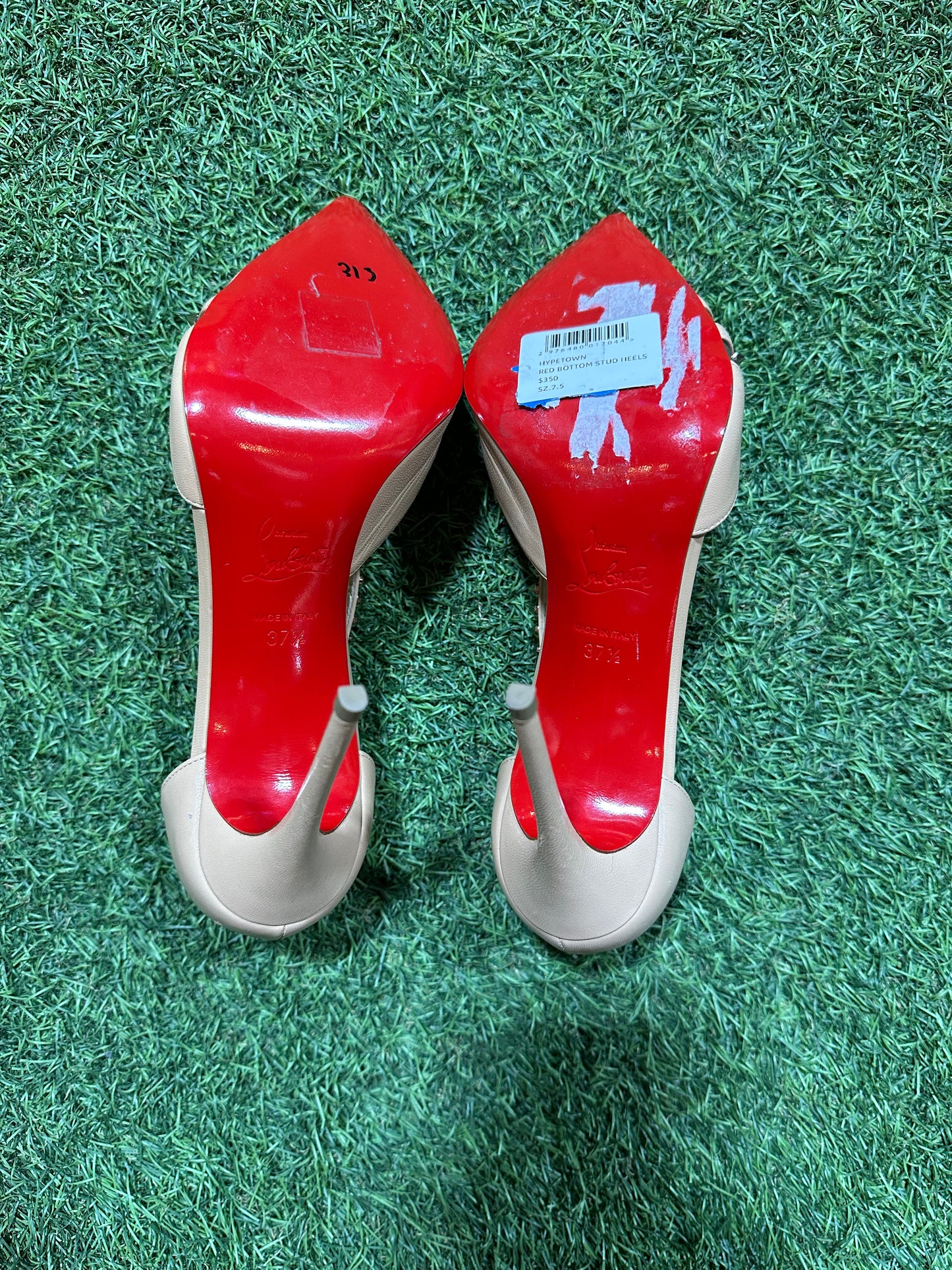 RED BOTTOM STUD HEELS SZ. 7.5 (PO) (No Box)