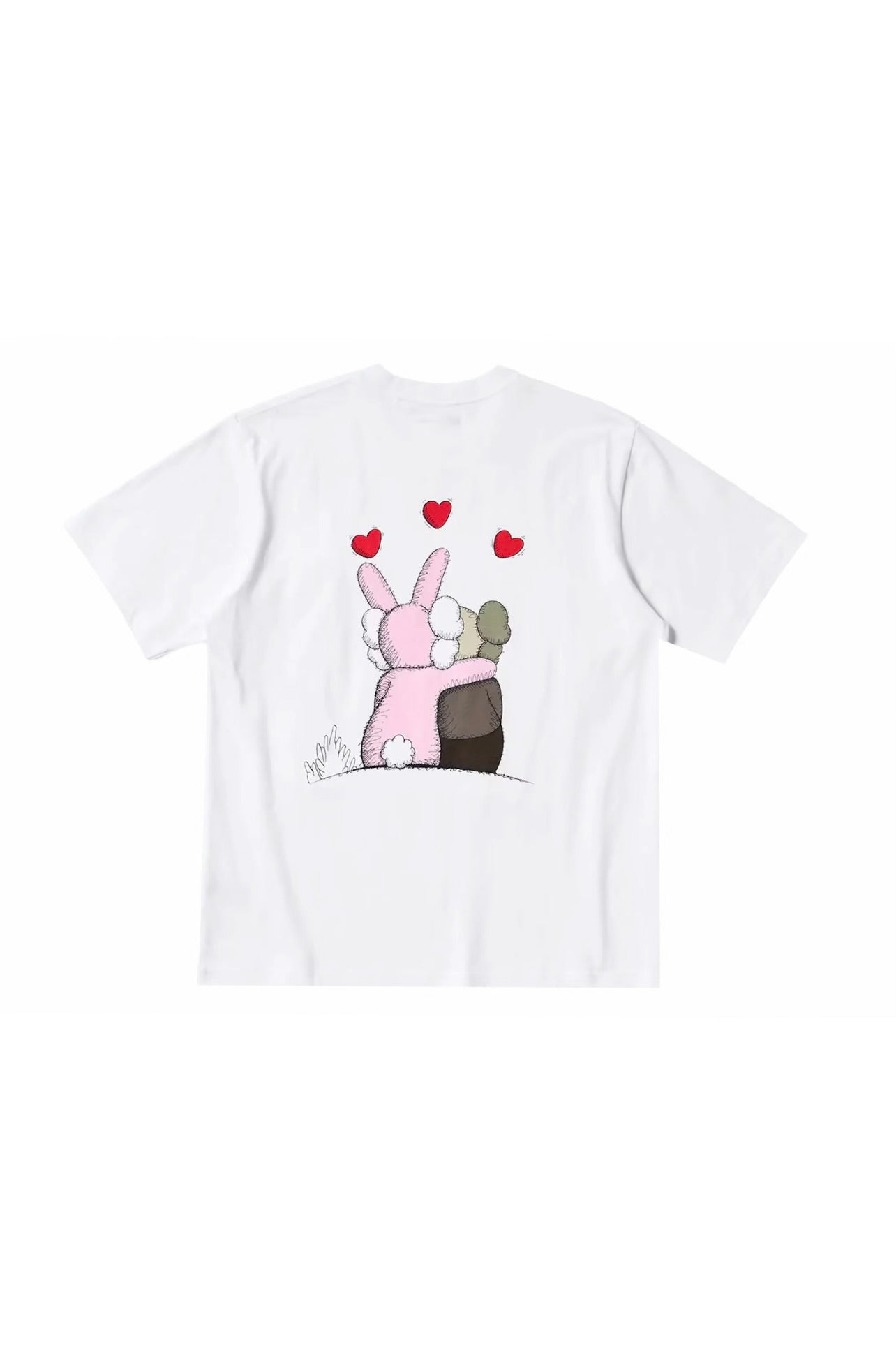 KAWS T SHIRT PINK/WHITE HEARTS SZ. (New)