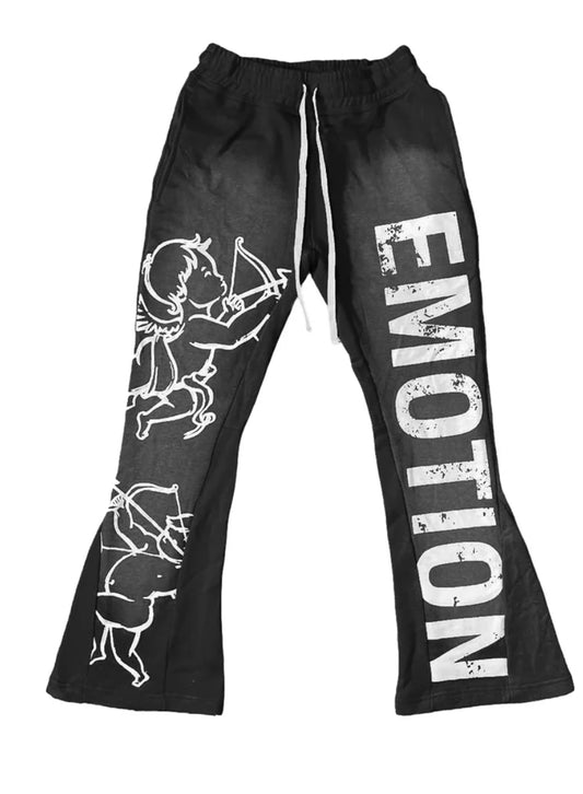 MIX EMOTIONS BLACK FLARE “CUPID” SWEATPANTS SZ. (New)