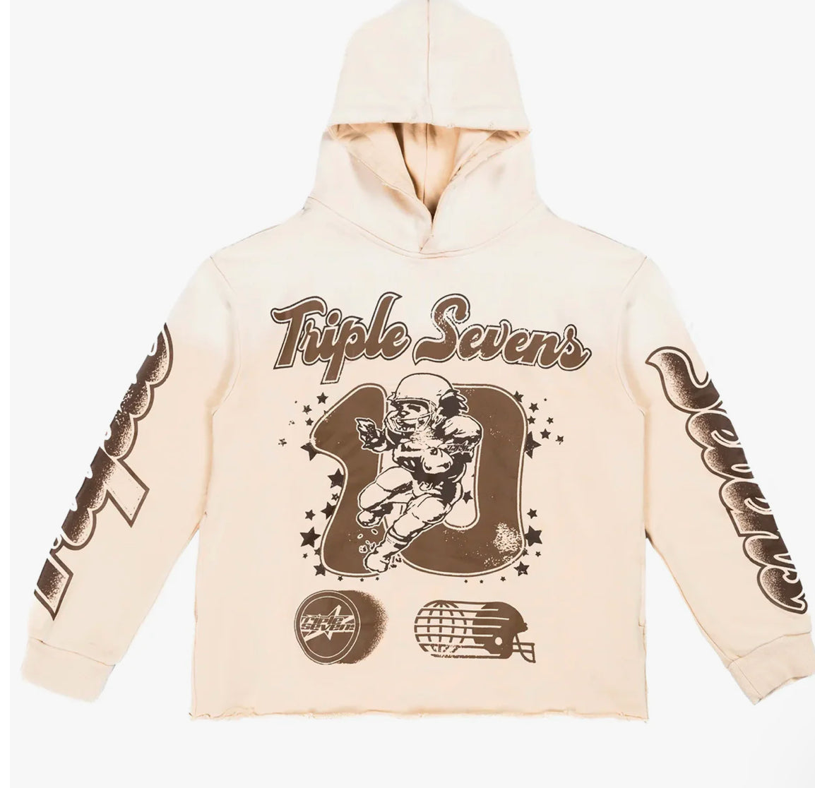 TRIPLE SEVENS CREAM/BROWN HOODIE SZ. M (NEW)