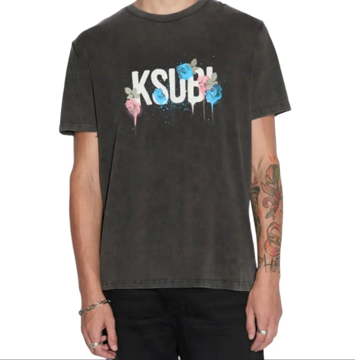 K SUBI SHIRT GRAFF ROSE KASH SS GREY SZ. (New)